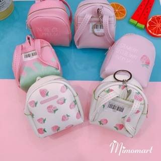 Móc khóa balo mini cute đựng xu_dâu