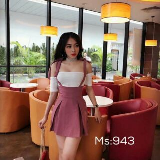Set Đầm Yếm Buộc Nơ & Áo Trễ Vai