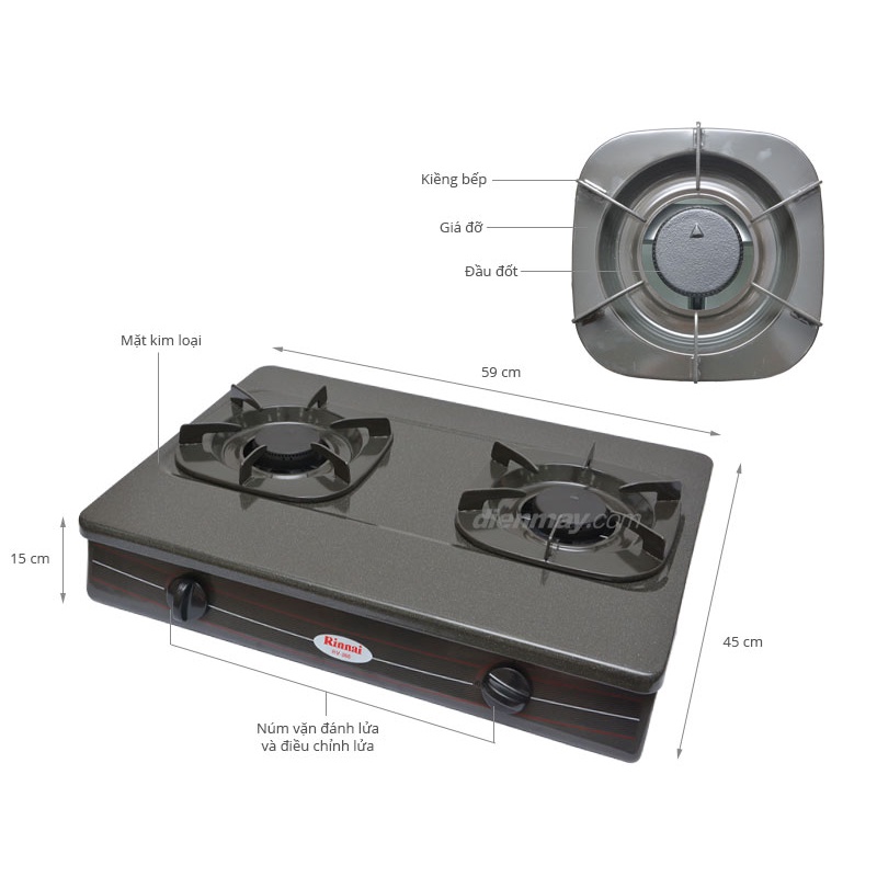 Bếp Gas Đôi Rinnai RV-365N -KÈM Bộ Van Dây Chống Cháy Nổ- BẢO hÀNH 24 THÁNG