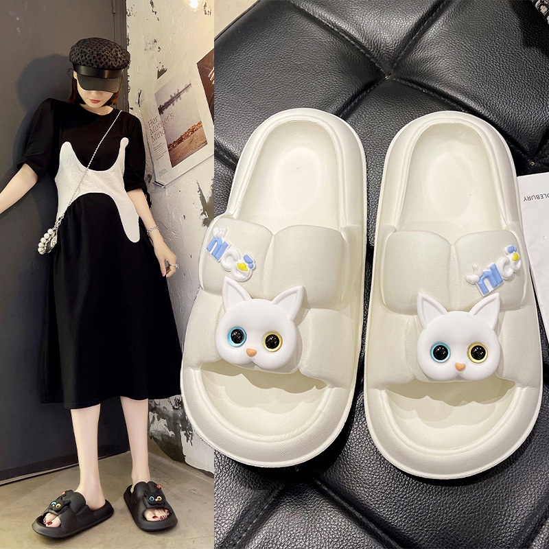 Dép bánh mì nữ quai ngang hình MÈO dễ thương bản cao cấp - Dép ulzzang êm chân phong cách Hàn Quốc mẫu mới năm nay