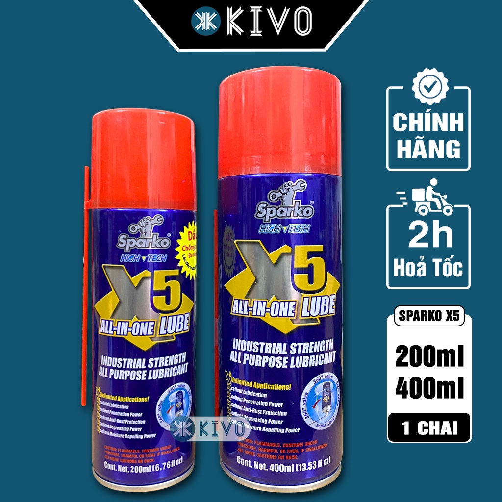 BÌNH Xịt Chống Rỉ Sét Và Bôi Trơn SPARKO 400ml - Chai Dầu Bôi Trơn Phá Rỉ Sét Xích Xe Đạp, Xe Tay Ga, Quạt, động cơ