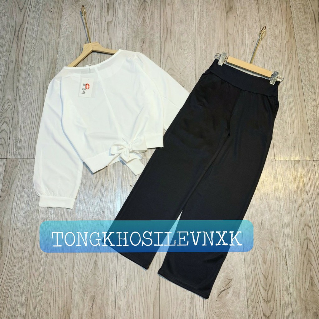 SET ÁO VOAN THẮT NƠ LƯNG MIX QUẦN ỐNG SUÔNG ỐNG SỚ ULZZANG -(Sắn) | BigBuy360 - bigbuy360.vn