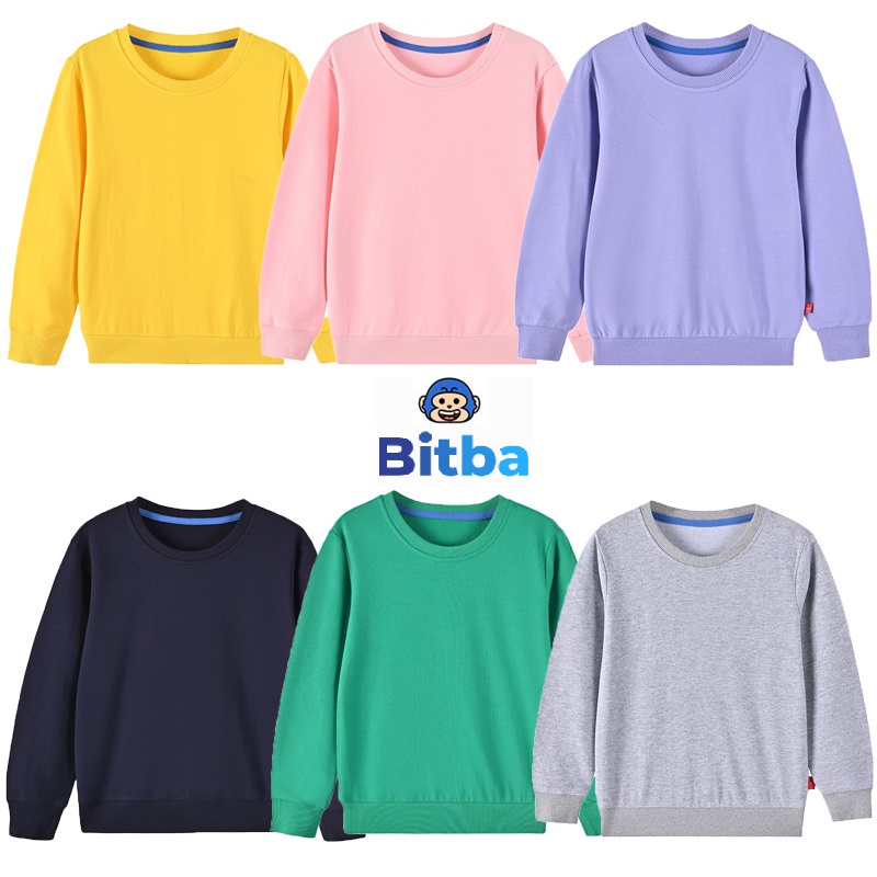 Áo nỉ bé gái bé trai size đại trơn hàn quốc thời trang trẻ em thu đông 4 đến 12 tuổi