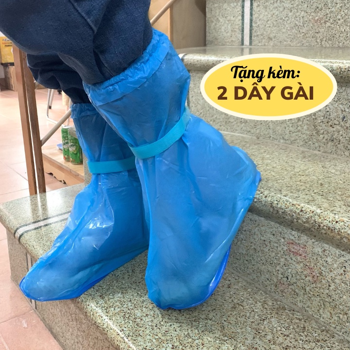 Bọc giày đi mưa cổ cao kèm dây cố định chống thấm nước- Ủng đi mưa chất liệu chống thám bảo vệ giày dép Br 01660