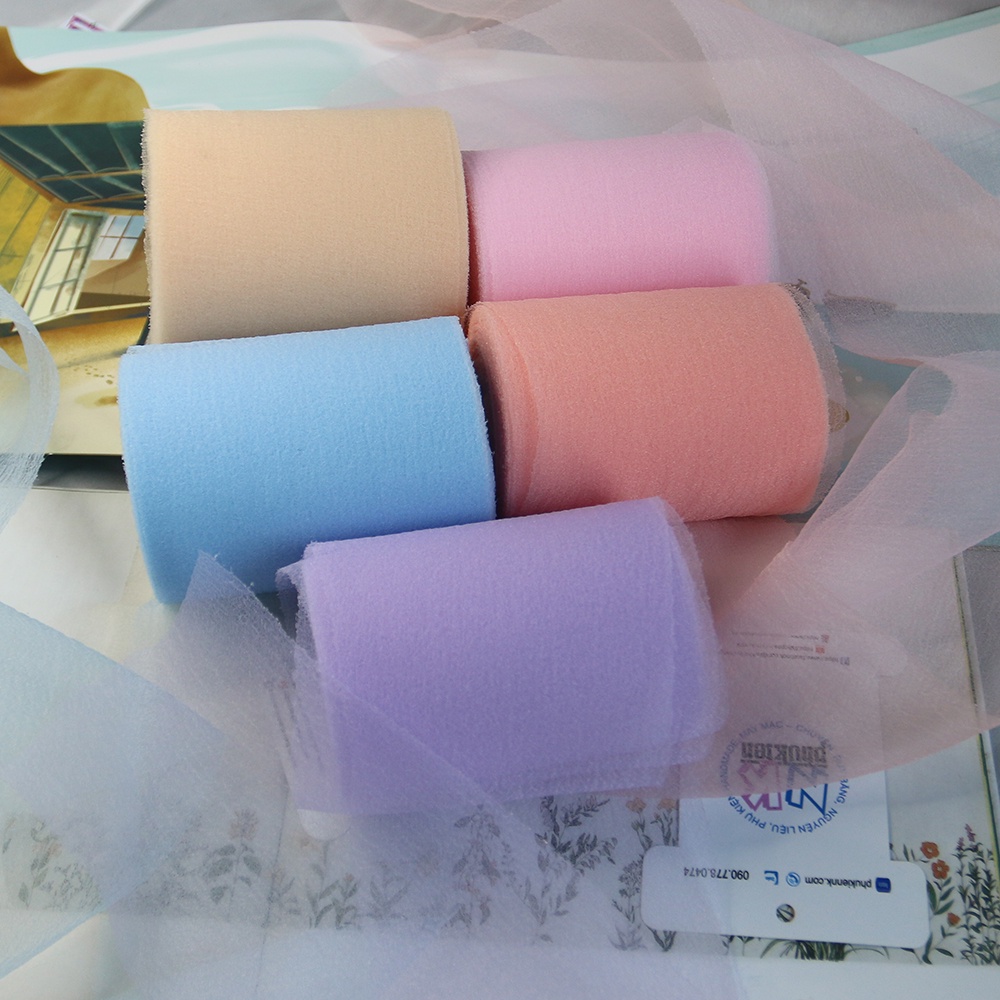 Ruy băng voan xốp kích thước bản to 10cm cuộn 5m