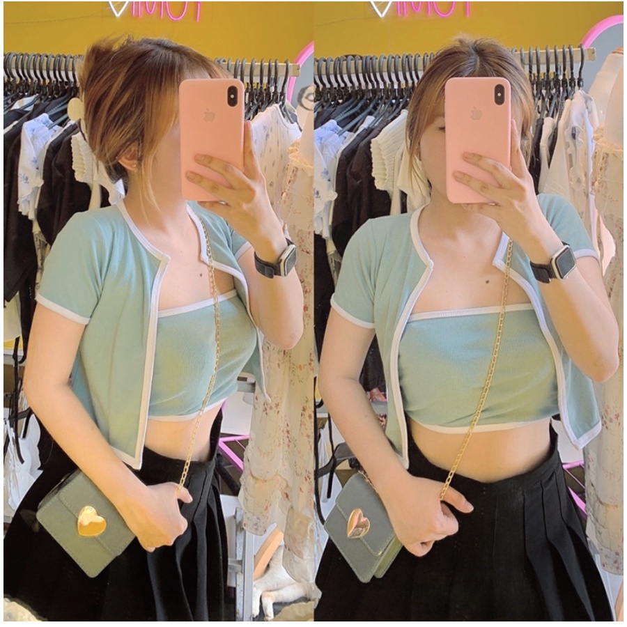 Set Áo Croptop ôm thun gân kèm áo ống style quyến rũ - AK0018 | bear.story | WebRaoVat - webraovat.net.vn