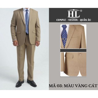 bộ vest nam trung nien màu vàng sáng tặng kèm một cavat