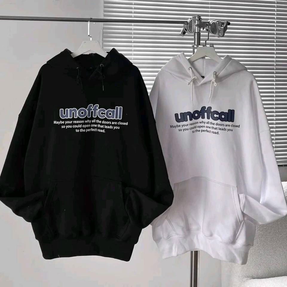 Áo Hoodie Nam/Nữ Logo In Chữ UNOFFCALL Chất Nỉ Mềm Mịn Form Dưới 70KG Có Nón Rộng Trùm Qua Đầu 2 Màu Y Hình TP105