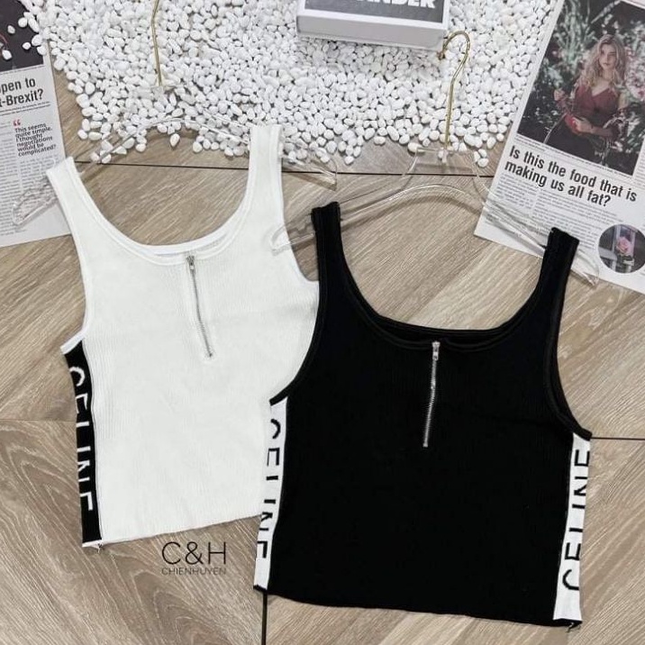 Áo len ba lỗ khóa chữ sườn hàng QC