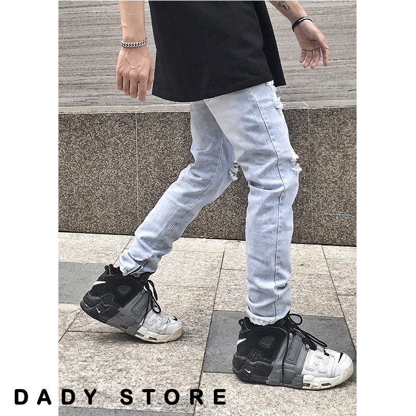 Quần jean nam rách ✔️ màu xanh nhạt ✔️Hình thật