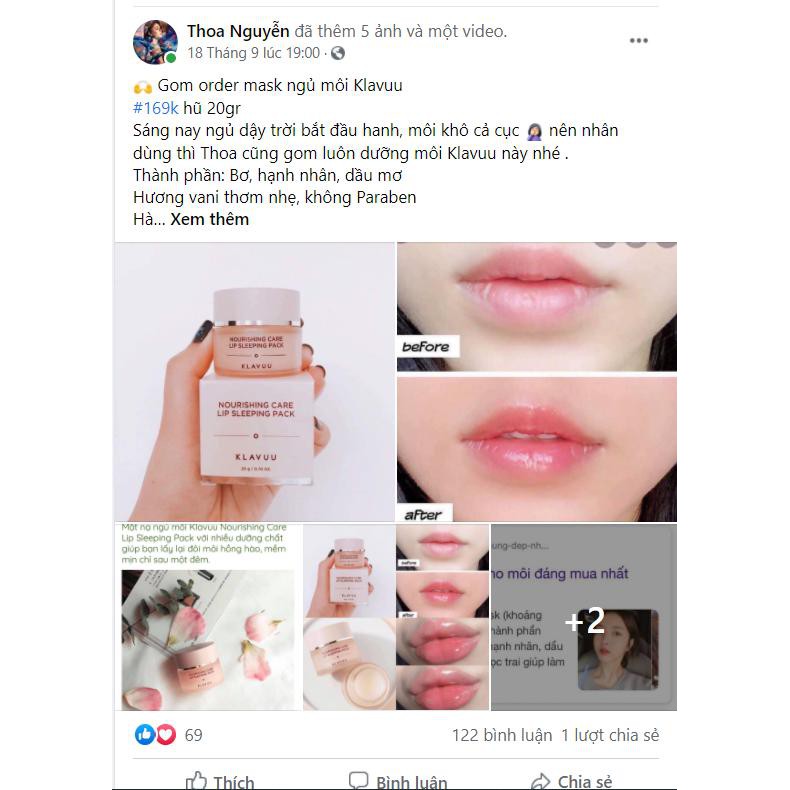 Mặt nạ ngủ môi Klavuu Nourishing Care Lip Sleeping Mask