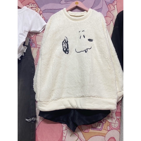 Áo swt cổ tròn lông cừu thêu gấu cute unisex form to QC (ảnh thật_annstore)