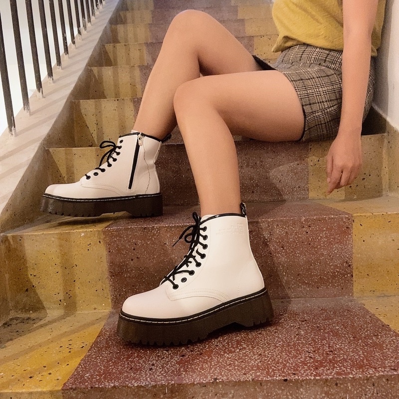 Giày boots trắng - boots đế cao - MUFFIN BOOTS
