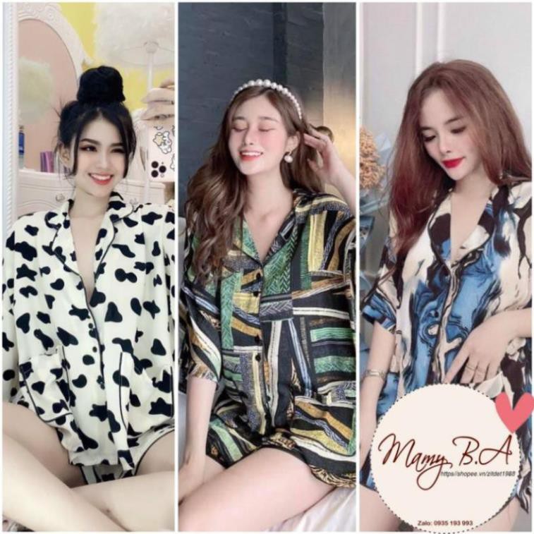 Pijama lụa mango cánh dơi tay ngắn quần đùi - Đồ ngủ nữ lụa satin loại 1 cao cấp không nhăn (ẢNH THẬT CỦA SHOP)  ྇  ྇