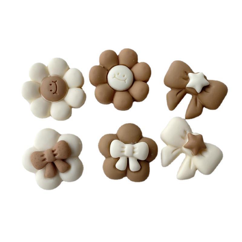 10pcs Phụ Kiện Trang Trí Ốp Điện Thoại Bằng Nhựa Hình Hoa Thắt Nơ Diy