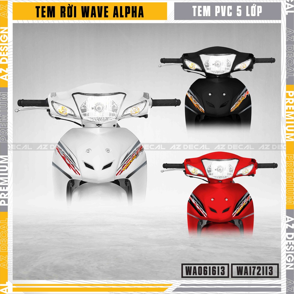 Decal Chế Xe Wave A 110 100 Mẫu Chữ R | WA13 | Tem Rời Dán Wave Alpha Chất Liệu Chống Nước Bền Màu