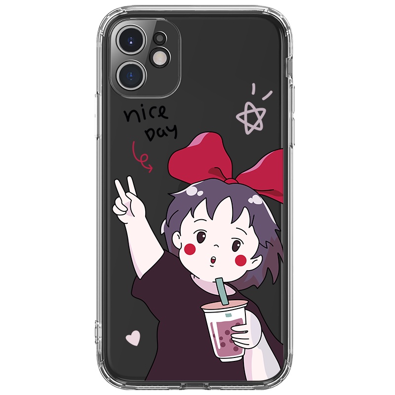 Ốp lưng JURSUE viền vuông hoạt hình dễ thương đẹp cho iPhone 13 12 11 Pro Max SE 2020 X XR XS ip 8 7 6 6S Plus kute Y32