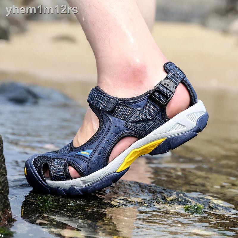 ✹▤Dép thể thao HUMTTO giày đi biển nữ lội nam Baotou chống trượt mùa hè ngoài trời Câu cá