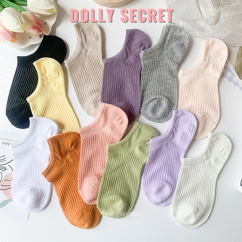 Tất vớ lười cổ ngắn sợi tre nhiều màu pastel trơn cute dễ thương DOLLY SECRET T18