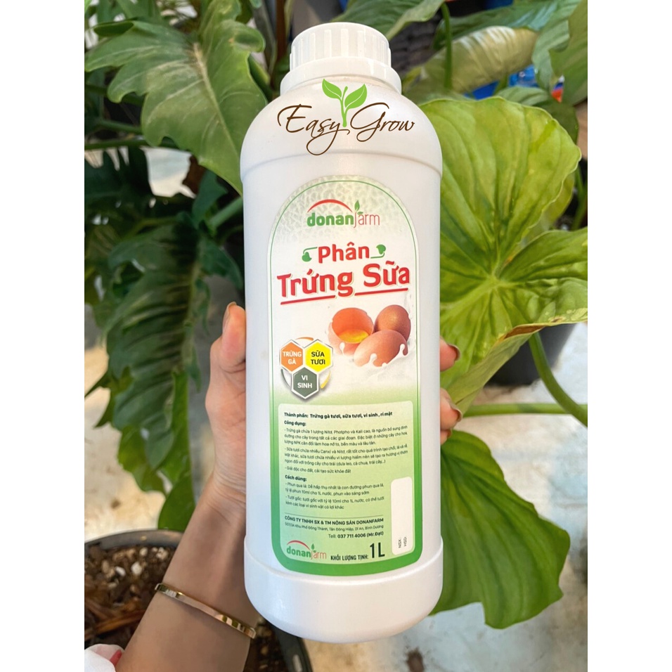 Phân trứng sữa Donanfarm, bổ sung dinh dưỡng giúp cây ra hoa trái to phù hợp với hoa hồng, lan, rau củ quả - Chai 1 Lít
