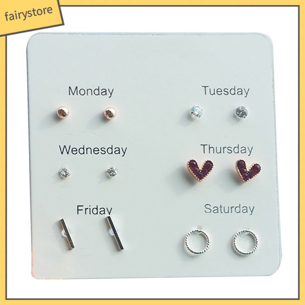 Set 6 Đôi Bông Tai Nhiều Kiểu Xinh Xắn Đáng Yêu Cho Nữ