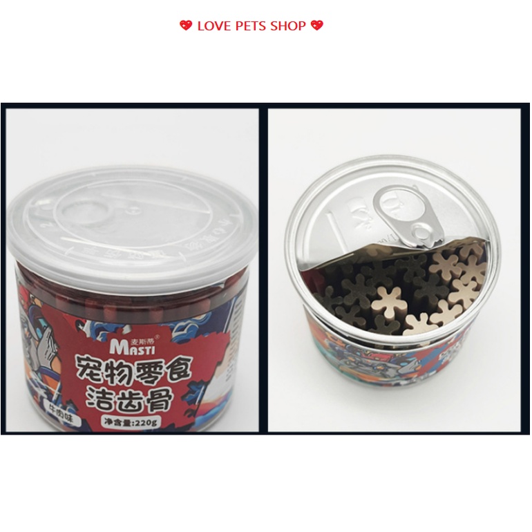 XƯƠNG GẶM CHO CHÓ SẠCH RĂNG, THƠM MIỆNG DẠNG HỘP MASTI HỘP 220GRAM - LOVE PETS SHOP