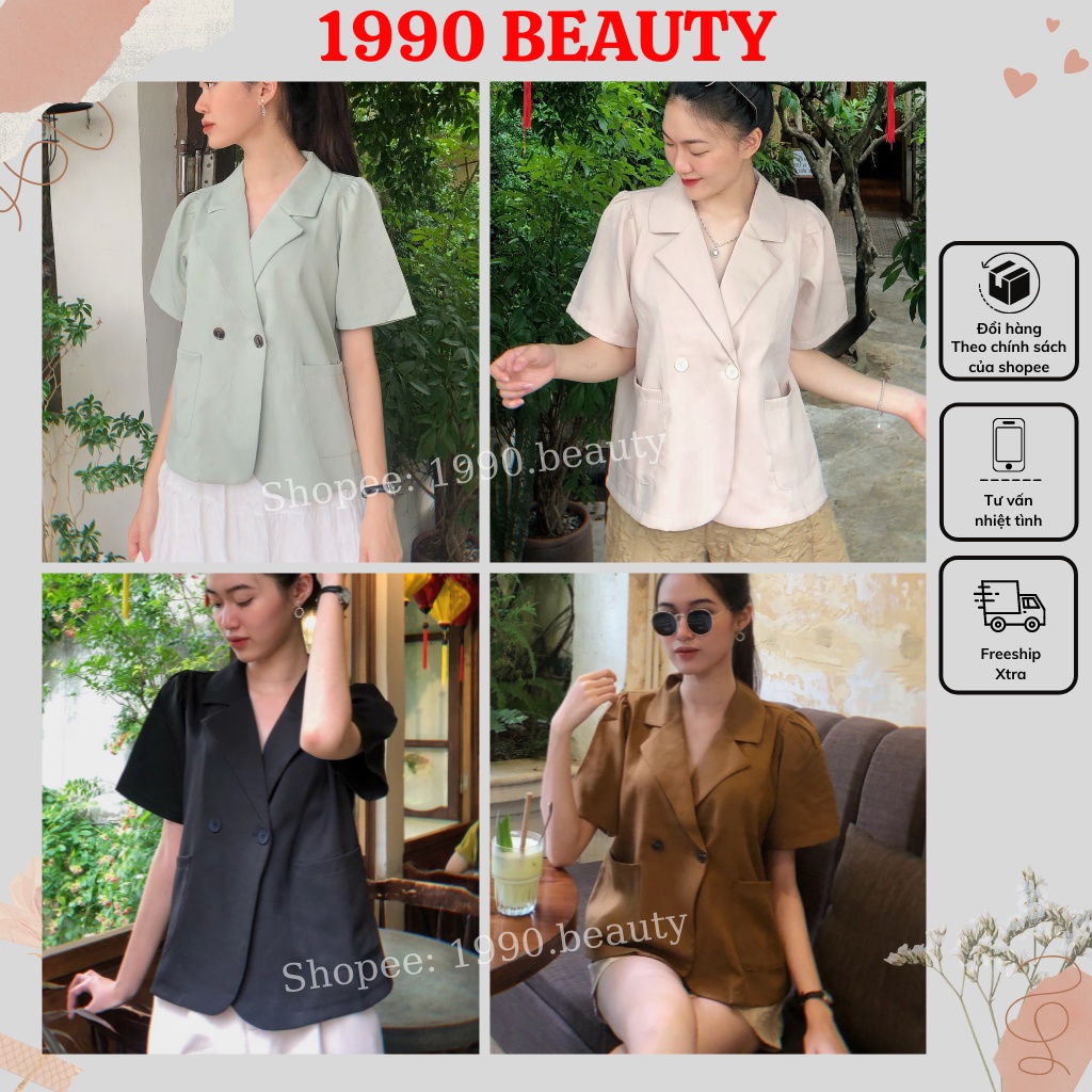 Áo vest nữ blazer tay ngắn croptop thời trang Hàn Quốc