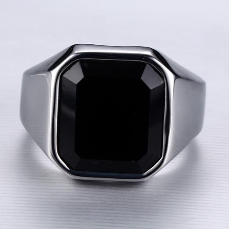 weiweijewelry/Nhẫn bạc thời trang nam-Nhẫn đá quý đen
