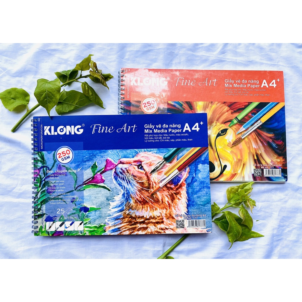[Hàng xịn Klong MS 777] Sổ vẽ cao cấp A4+ 25 tờ 250GSM gáy lò xo chuyên nghiệp dành cho dân vẽ - VPP Thiên Ái