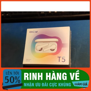 Tai nghe Bluetooth QCY T5 trắng + Túi đựng tai nghe QCY