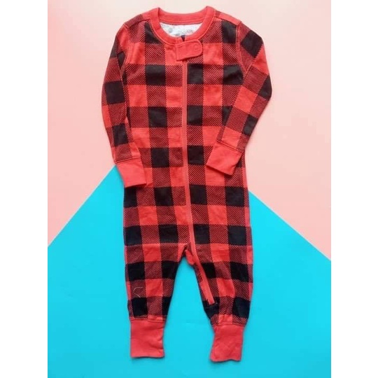 Sleepsuit mẫu dây kéo caro đỏ Noel form ôm body
