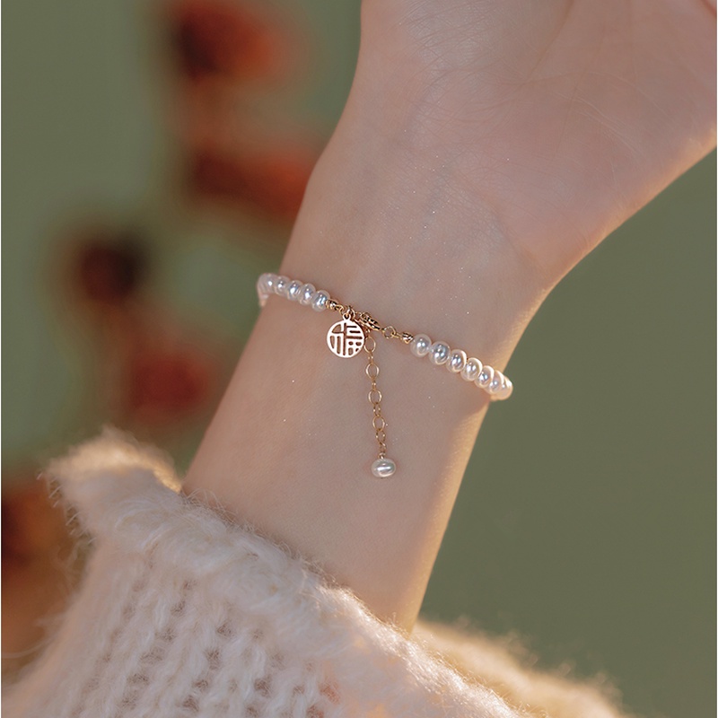 Paozhu Vòng Tay Hạt Ngọc Trai May Mắn Giàu Có May Mắn Phong Cách Thời Trang Dành Cho Nữ