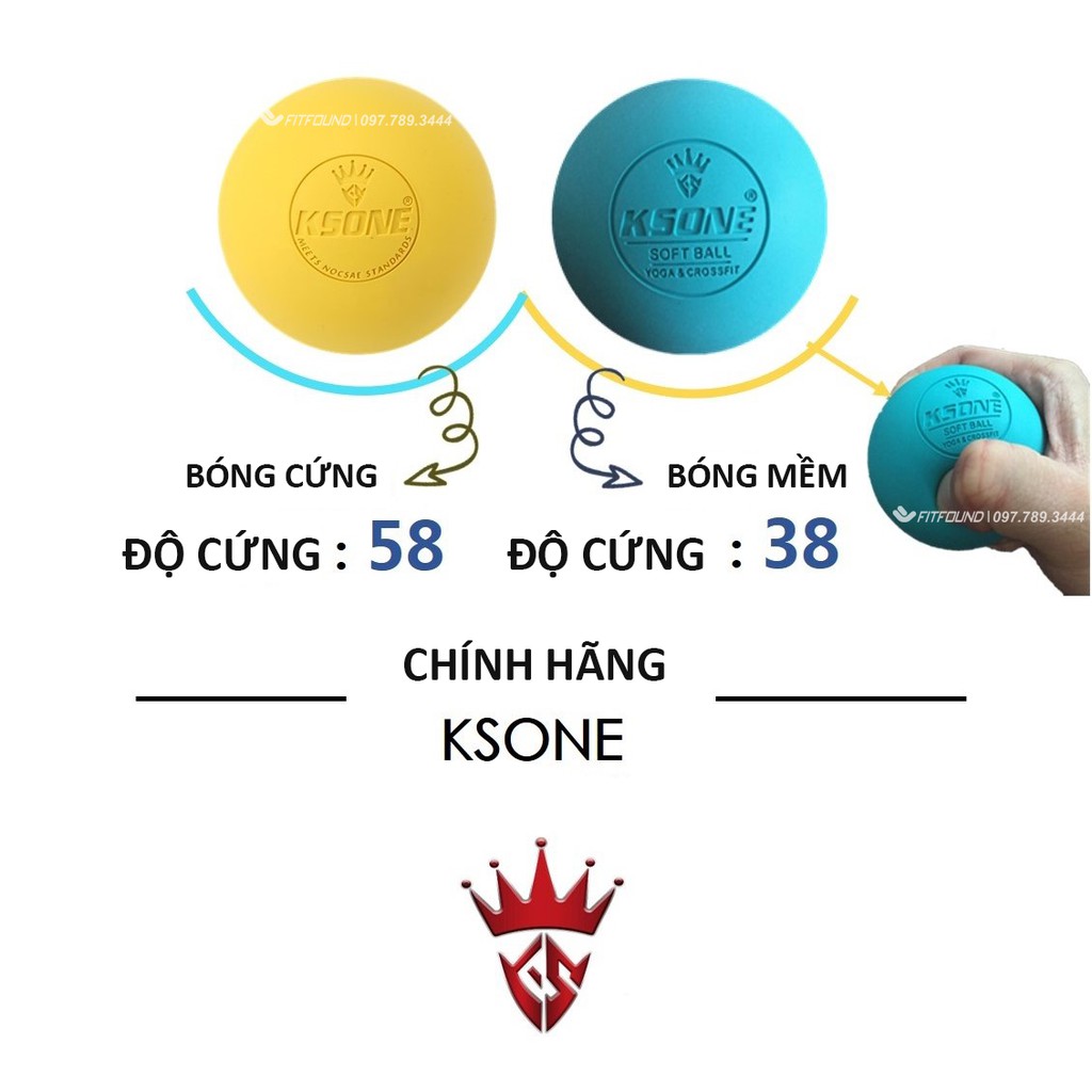 Bóng cao su đặc giãn cơ , dãn cơ- lacrosse ball Ksone chính hãng tặng túi đựng bóng