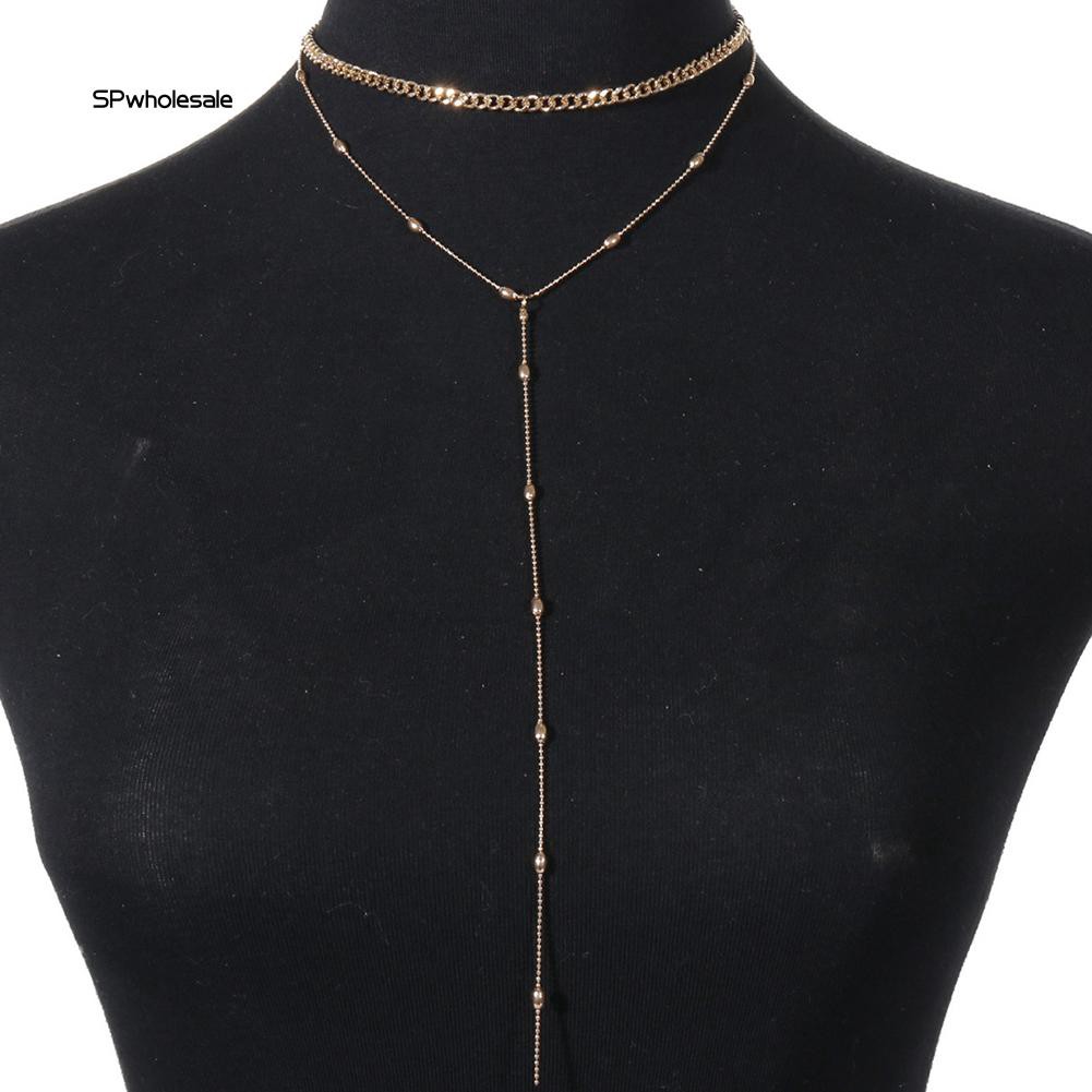 Dây chuyền choker nữ dáng dài hai lớp thời trang