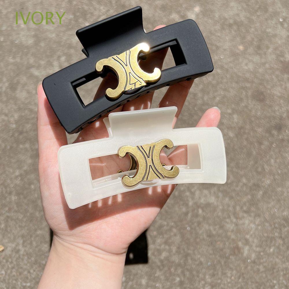 Kẹp Tóc Hình Tam Giác Màu Ngà Phong Cách Hàn Quốc Đơn Giản Cho Nữ