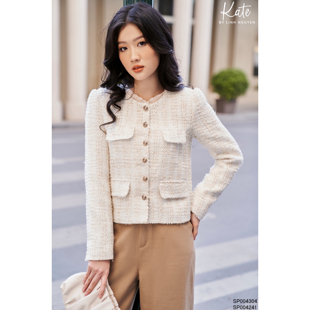 Áo vest dạ tweed trắng kim tuyến 4304 thời trang thiết kế KATE By Linh Nguyen | BigBuy360 - bigbuy360.vn