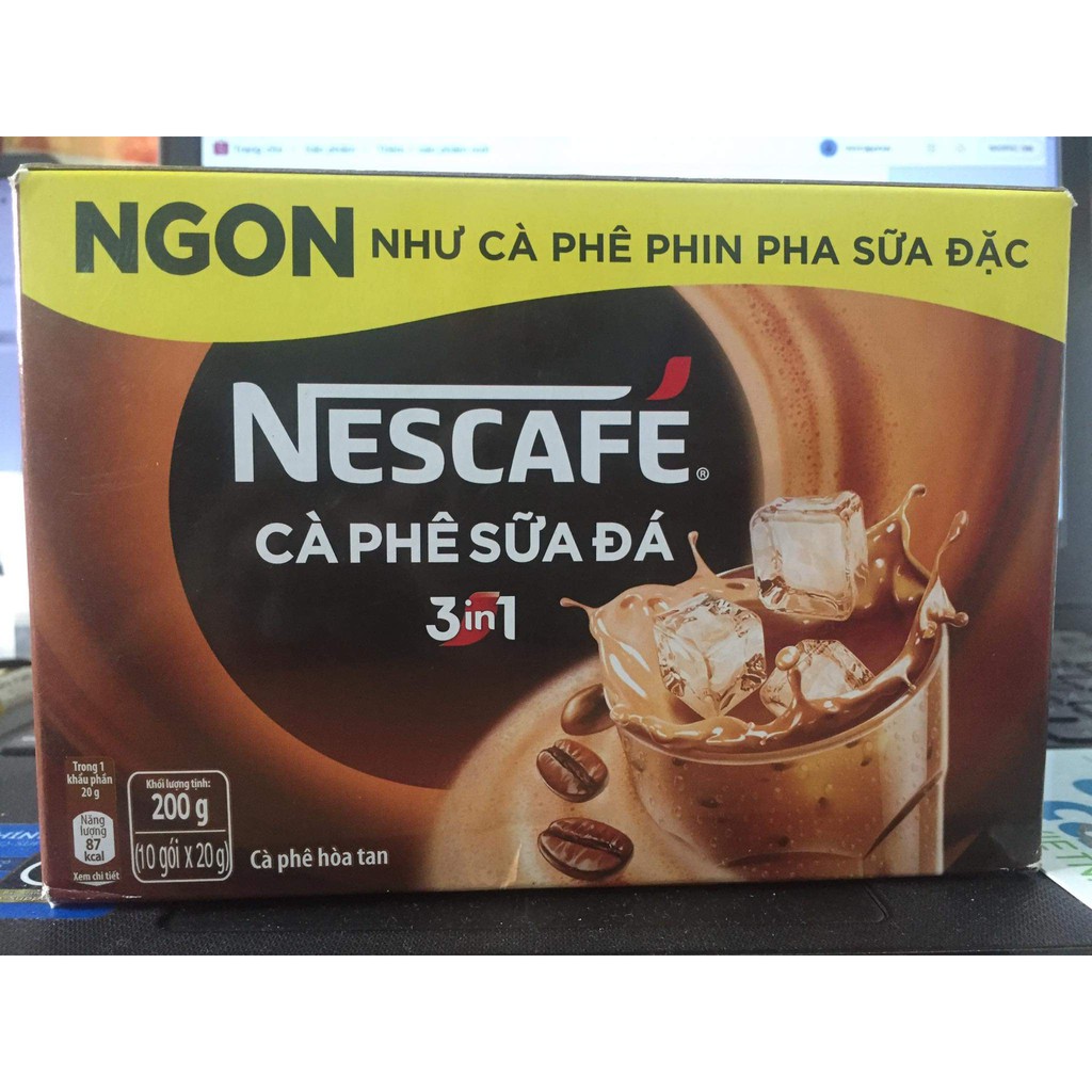 Hộp Nescafé 3in1 Cà phê Sữa Đá - 10 gói x 20g ngon tuyệt