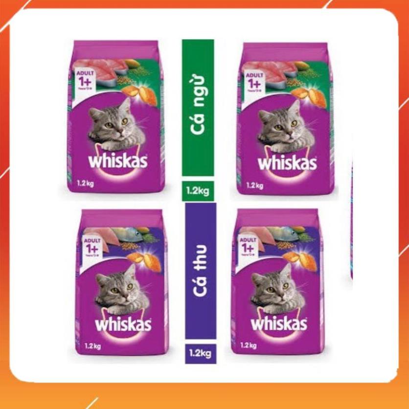 Thức ăn cho mèo Whiskas Adult gói 1.2kg - Hạt cho mèo lớn nhiều vị hạt mềm đầy đủ dinh dưỡng tốt cho mắt làm đẹp lông