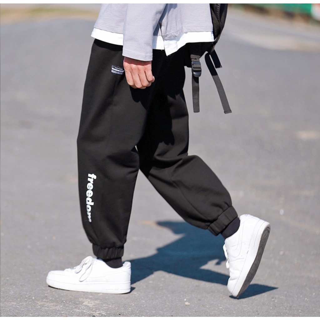 Quần Jogger nỉ MEANSTORE pants unisex basic nam nữ cạp chun ống rộng phong cách Hàn Quốc ulzzang - Freedom