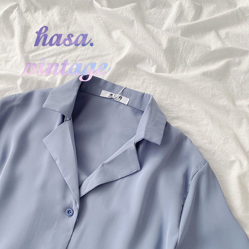 🌿 Áo sơ mi cổ bẻ cộc tay màu trơn basic ulzzang 🔥
