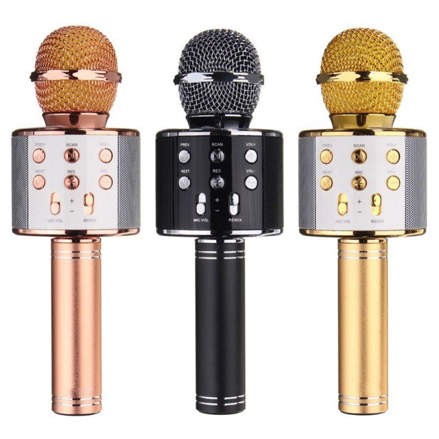 Mic kèm Loa Bluetooth WS-858 đa năng 6 trong 1 hát Karaoke(tường thảo)