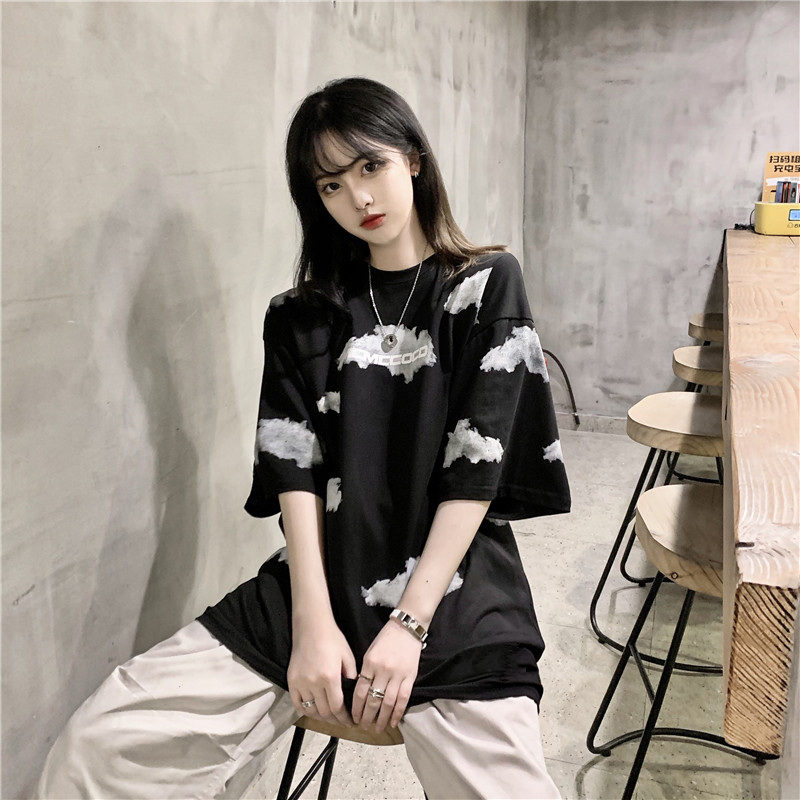 Áo thun tay ngắn dáng rộng thời trang phong cách Hàn Quốc dành cho nữ