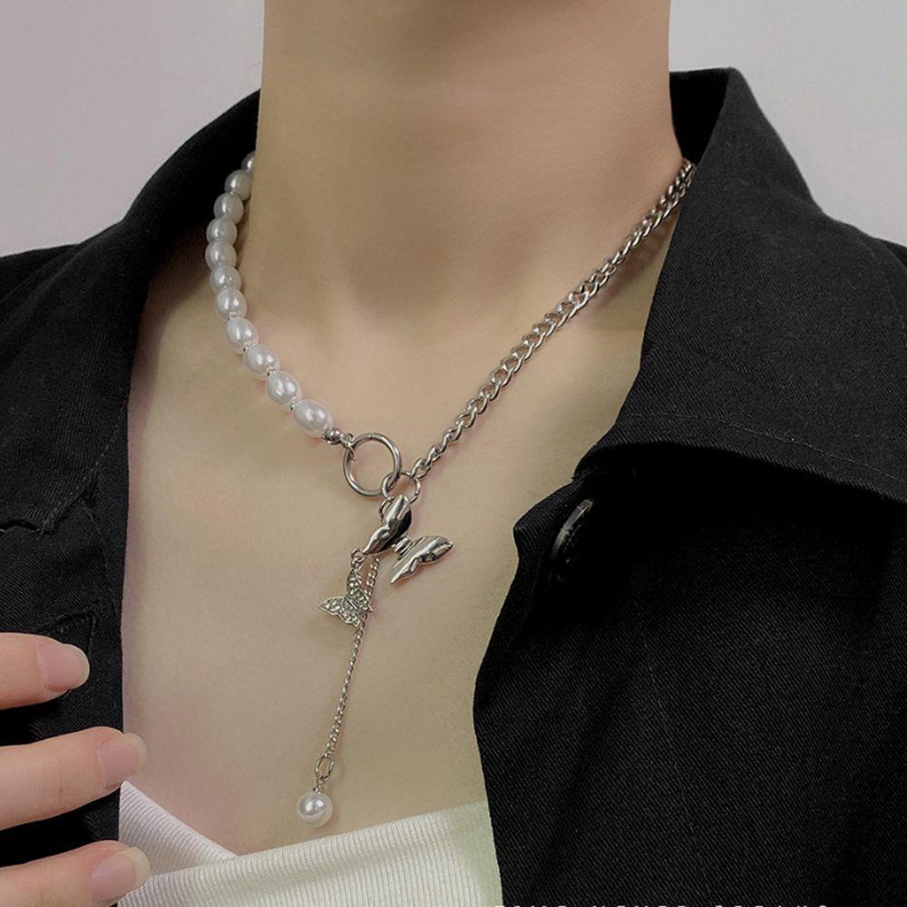 AROMA Vòng Cổ Choker Mặt Bướm Màu Bạc Thời Trang Cho Nữ