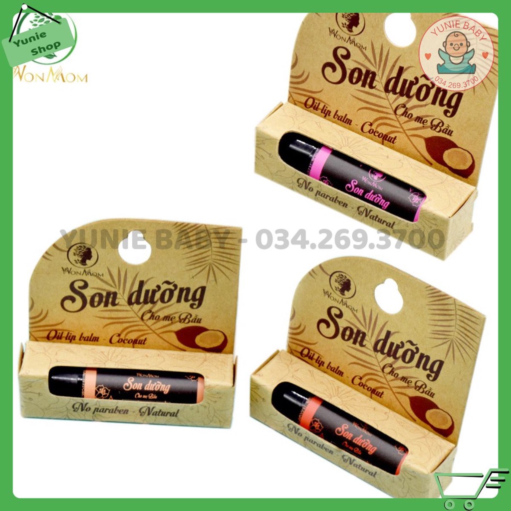 Son Dưỡng Môi, Làm Hồng và Mềm Mại Môi Cho Mẹ Bầu Wonmom ( Màu Đỏ, Cam, Hồng )