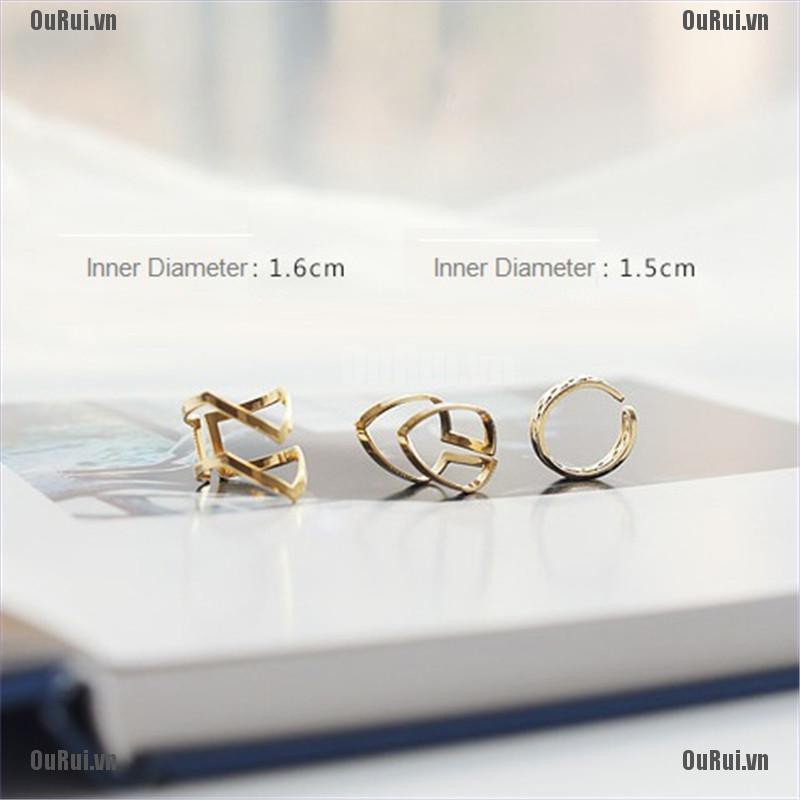 Bộ 3 Nhẫn Hợp Kim Thiết Kế Xinh Xắn Cho Nữ