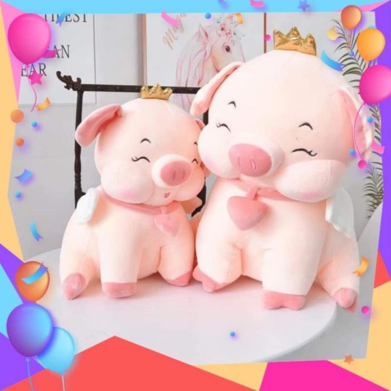 [Mua 1 tặng 1]Gấu Bông❤ Heo bông vương miện đeo tim 80cm