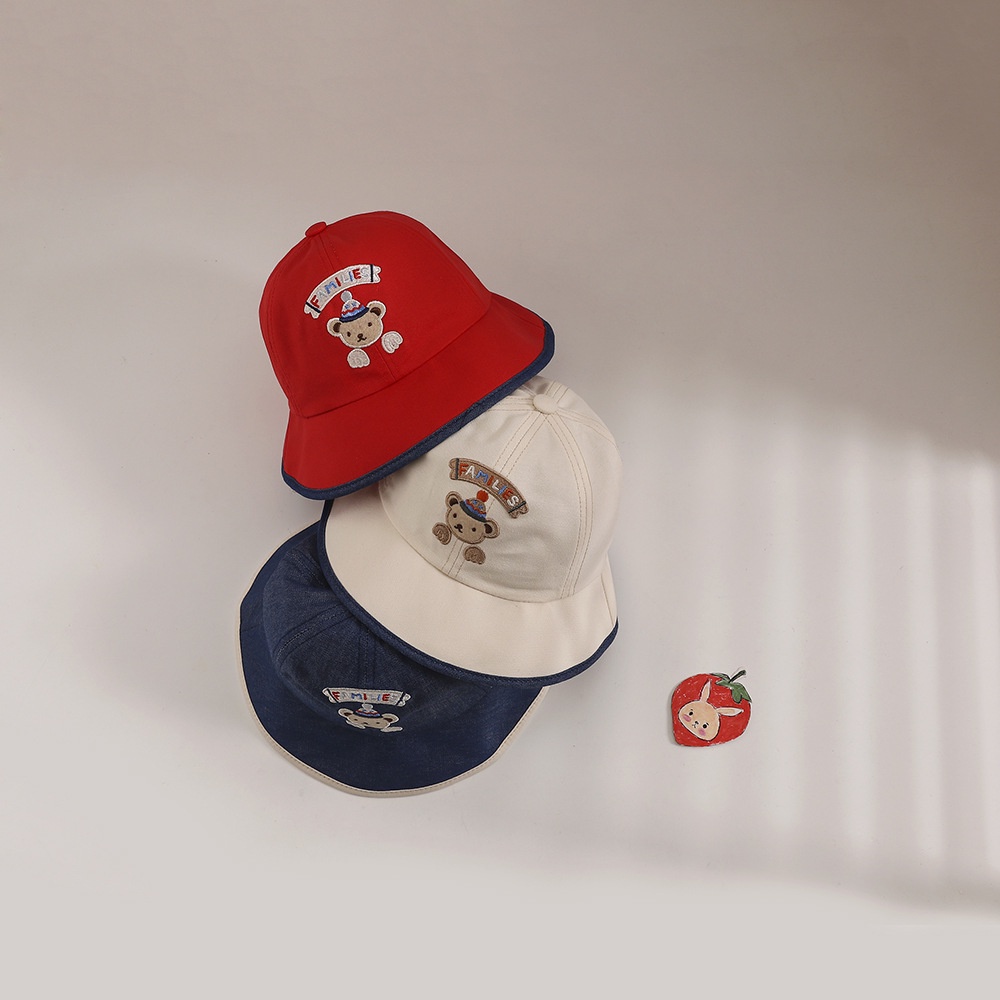 Nón Tai Bèo Che Nắng Thêu Họa Tiết Gấu Hoạt Hình Dễ Thương Thời Trang Cho Bé