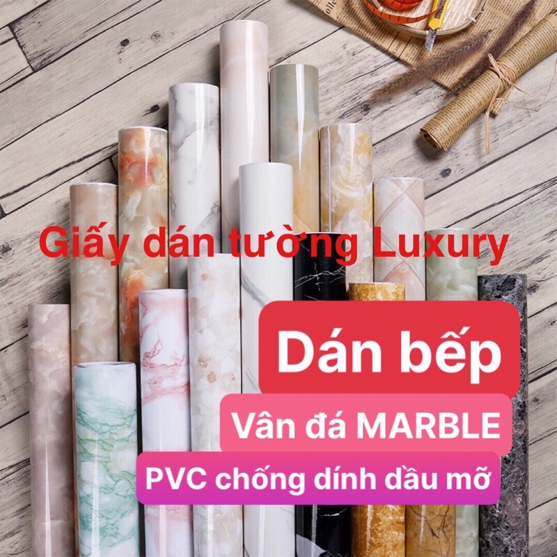 Giấy dán tường 5Mx60CM Dán bếp vân đá MARBLE chịu nhiệt chống dầu mỡ chống nước TRÁNG-NHÔM dễ dàng lau chùi cực hot