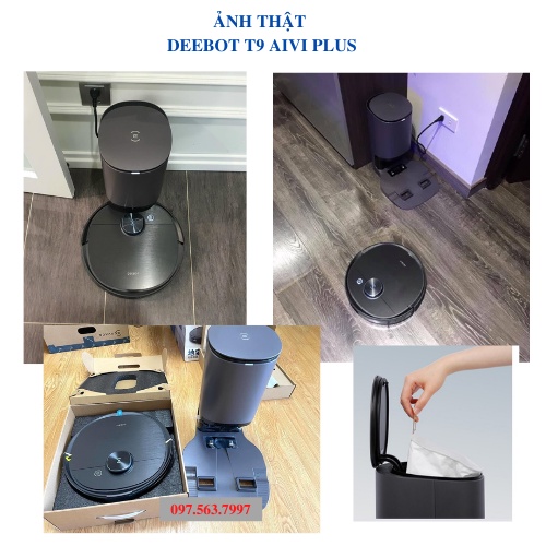 Robot Hút Bụi Lau Nhà Ecovacs DEEBOT T9 AIVI PLUS  - Robot Thông Minh Có Thùng Rác Tự Động,  APP TIẾNG VIỆT