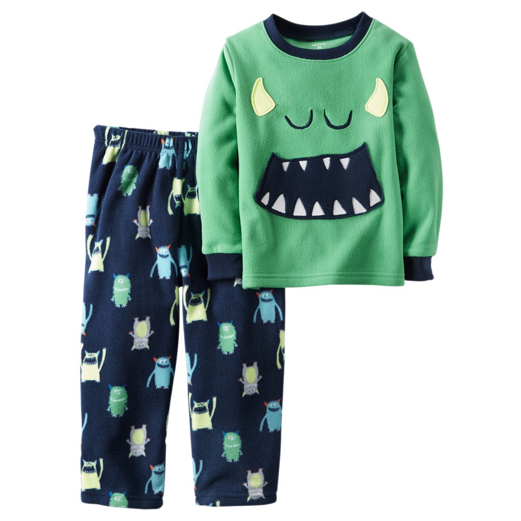 Set đồ ngủ (18M-4T) Chính Hãng Carter's Mỹ Monster Green